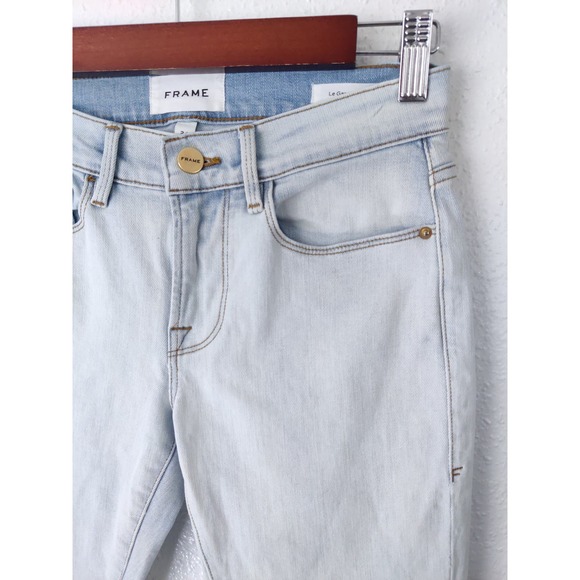 3/$20 FRAME Denim Light Blue Le Garçon Crop Cotton Blend Raw Hem Cropped Jean 24 - Picture 3 of 8